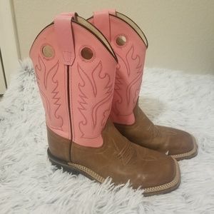 Old West Girls' Pink Cowgirl Boots - Square Toe
